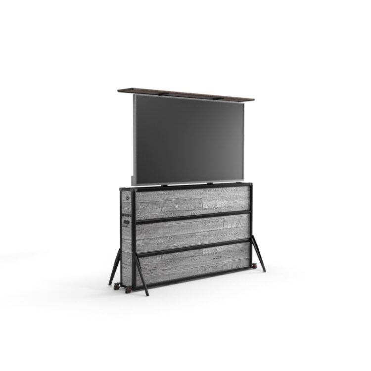 Rustic Gray Outdoor Lift TV Cabinet - Extra Large